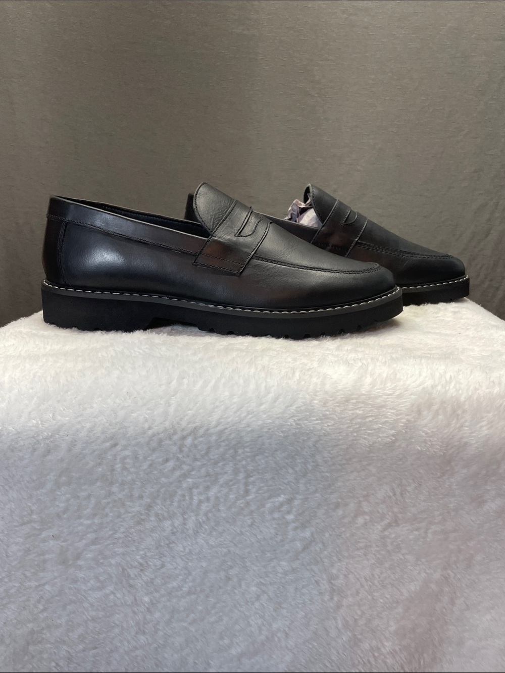 Urban Outfitters Black Lug-Sole Penny Loafers - Picture 5 of 9